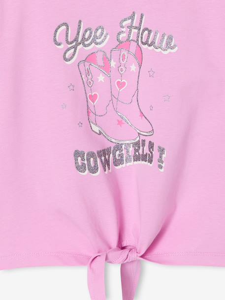 T-Shirt with Knot Detail for Girls mauve - vertbaudet enfant 