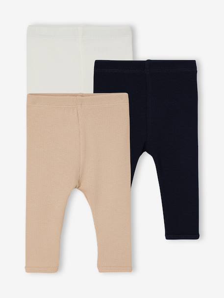 Pack of 3 newborn baby leggings ecru - vertbaudet enfant 