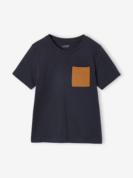 Pack of 3 short-sleeved t-shirts almond green+caramel+navy blue+petrol blue - vertbaudet enfant 