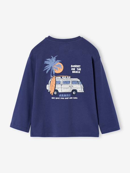 Boy's long-sleeved t-shirt ecru+slate blue - vertbaudet enfant 