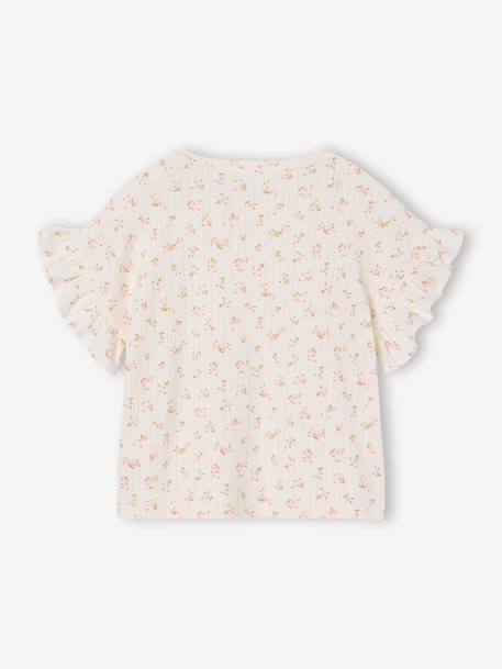Girl's pointelle knit t-shirt ecru - vertbaudet enfant 