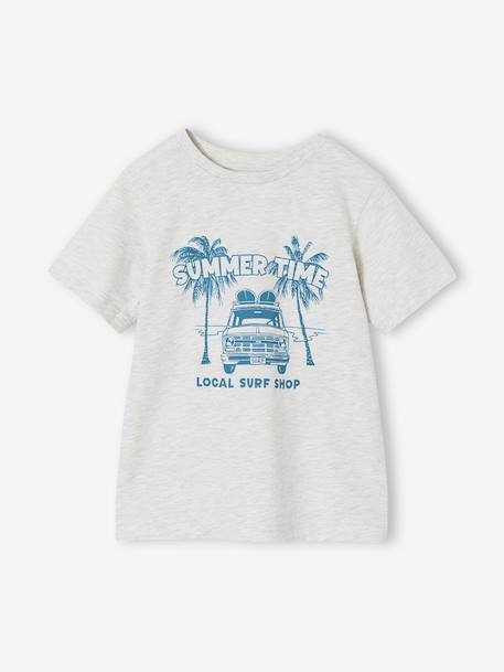 Printed boy's t-shirt aqua green+marl white+medium blue+mint green+ochre+olive+terracotta - vertbaudet enfant 