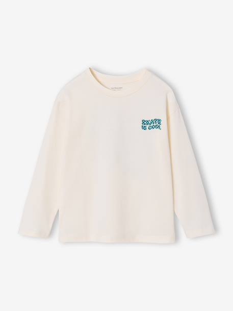 Boy's long-sleeved t-shirt ecru+slate blue - vertbaudet enfant 