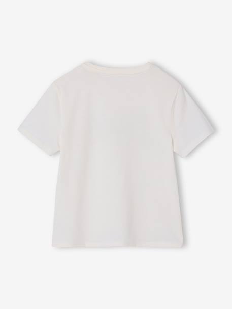 Girls' printed short-sleeved t-shirt ecru+mauve+rose+sage green - vertbaudet enfant 