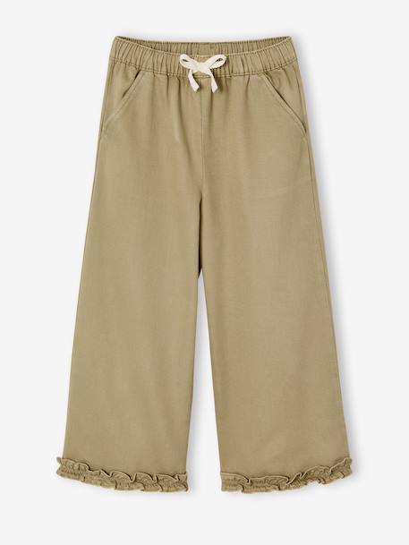 Wide-Leg, Lyocell Bermuda Shorts for Girls khaki+lilac - vertbaudet enfant 