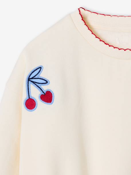 Sweatshirt with Iron-On Patches for Girls ecru - vertbaudet enfant 