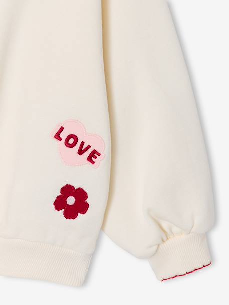 Sweatshirt with Iron-On Patches for Girls ecru - vertbaudet enfant 