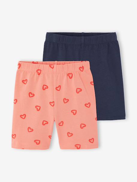 Pack of 2 girls' cycling shorts beige+coral - vertbaudet enfant 
