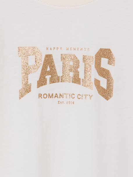 Tee-shirt fille imprimé manches courtes écru+mauve+rose+vert sauge - vertbaudet enfant 