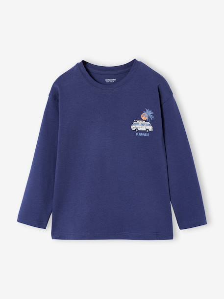 Boy's long-sleeved t-shirt ecru+slate blue - vertbaudet enfant 