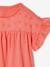 Girl's t-shirt with embroidered details coral+ecru+khaki - vertbaudet enfant 
