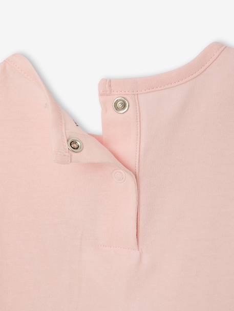 T-Shirt with Crochet Details for Baby Girls ecru+pale pink - vertbaudet enfant 