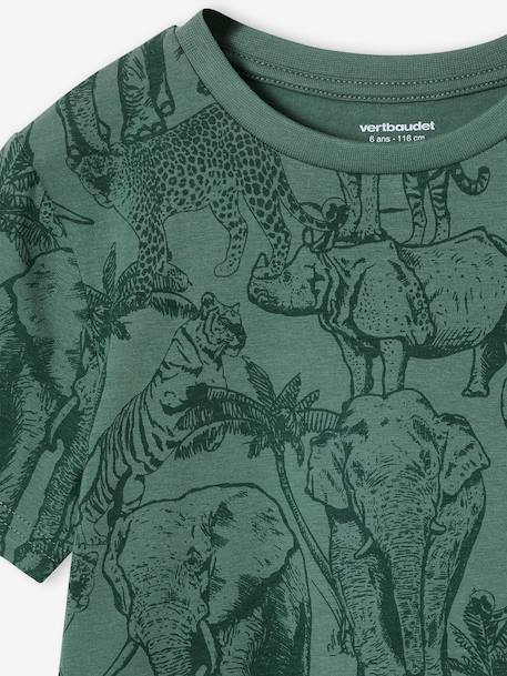 Printed boy's t-shirt denim blue+lichen+marl white+mint green - vertbaudet enfant 