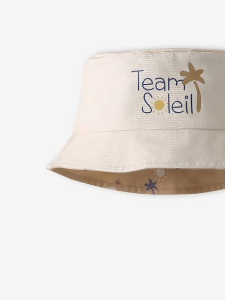 Reversible cotton bucket hat for baby boys cappuccino - vertbaudet enfant 