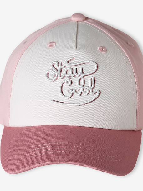 Embroidered Cotton Cap for Baby Girls old rose - vertbaudet enfant 