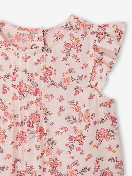 Ensemble bébé fille combinaison + bandeau imprimés rose imprimé+rose pâle+rose poudré+vert céladon imprimé - vertbaudet enfant 