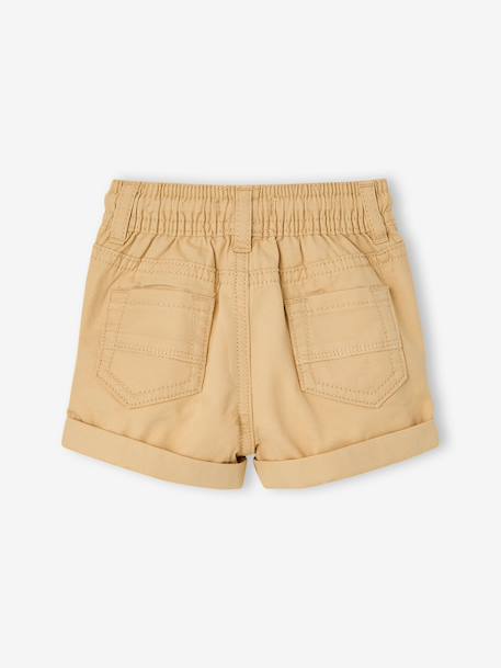 Twill Shorts with Elasticated Waistband, for Baby Boys cappuccino+terracotta - vertbaudet enfant 