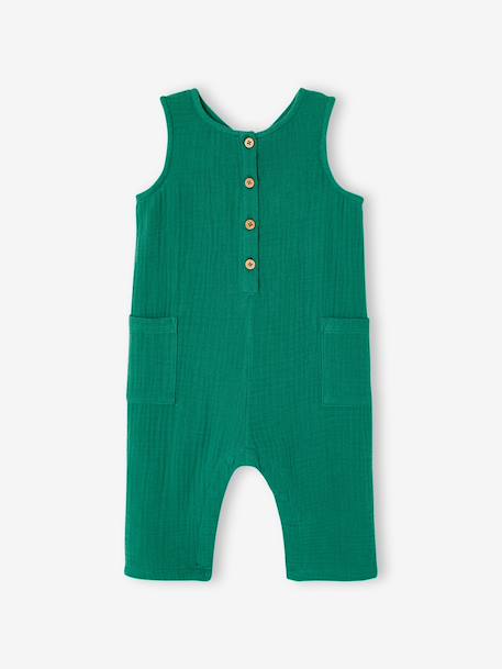 Cotton Gauze Jumpsuit emerald green - vertbaudet enfant 