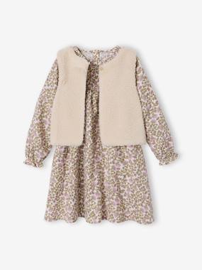 -Ensemble fille robe et gilet sherpa