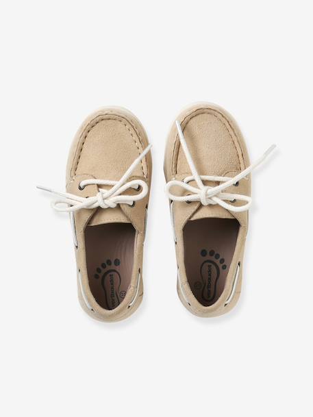 Boys' leather boat shoes beige - vertbaudet enfant 