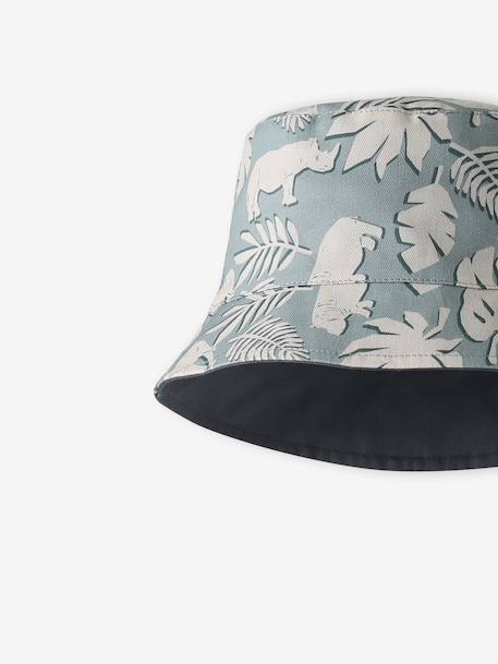 Bob garçon coton réversible à motifs bleu grisé - vertbaudet enfant 