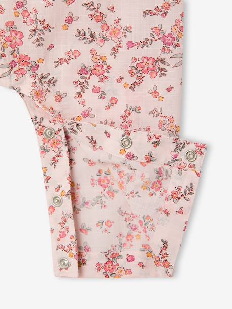Ensemble bébé fille combinaison + bandeau imprimés rose imprimé+rose pâle+rose poudré+vert céladon imprimé - vertbaudet enfant 