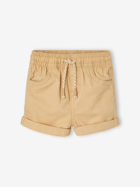 Short bébé garçon en toile taille élastiquée cappuccino+terracotta - vertbaudet enfant 