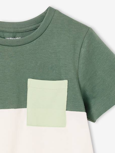 Colourblock T-Shirt for Boys BLUE MEDIUM SOLID WITH DESIGN+English green+mint green+ORANGE MEDIUM SOLID WITH DESIG - vertbaudet enfant 