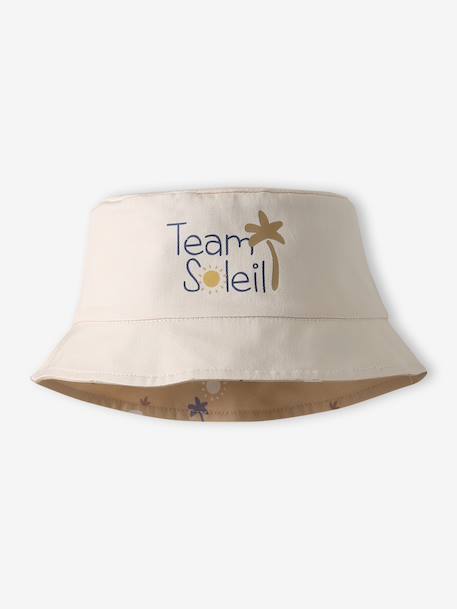 Reversible cotton bucket hat for baby boys cappuccino - vertbaudet enfant 