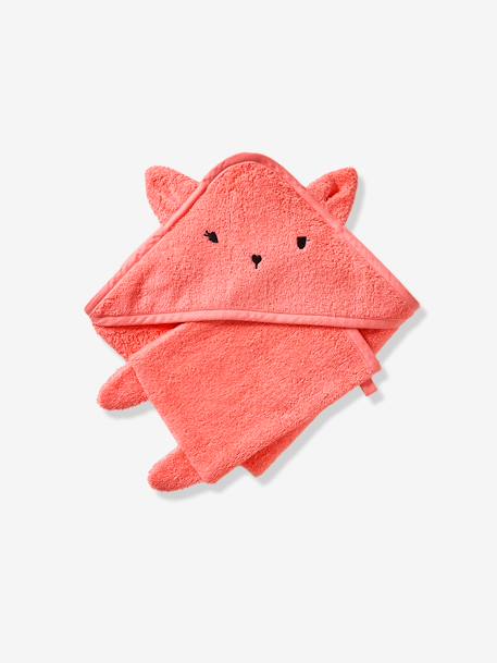 Cape de bain + gant de toilette BIO* amande+anthracite+BLANC+bleu océan+caramel+rose - vertbaudet enfant 