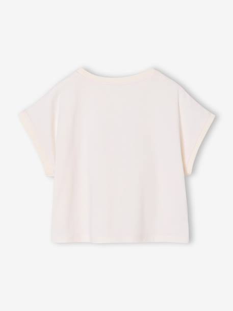 T-Shirt with Sequinned Motif, for Girls aqua green+ecru+lilac - vertbaudet enfant 
