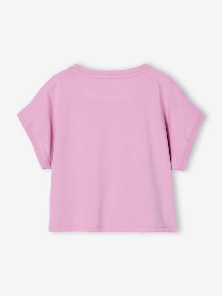 T-Shirt with Sequinned Motif, for Girls aqua green+ecru+lilac - vertbaudet enfant 