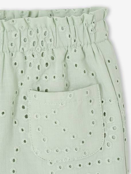 Broderie Anglaise Trousers for Baby Girls aqua green - vertbaudet enfant 