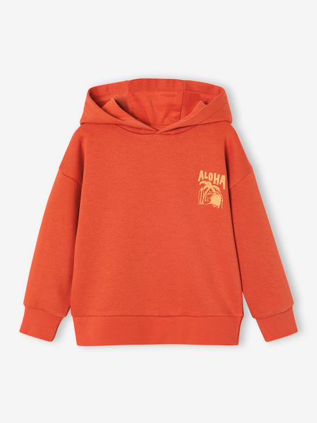 Hoodie with Motif on Chest for Boys, Basics orange+petrol blue - vertbaudet enfant 