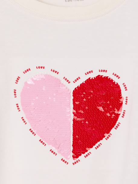 T-Shirt with Sequinned Motif, for Girls aqua green+ecru+lilac - vertbaudet enfant 