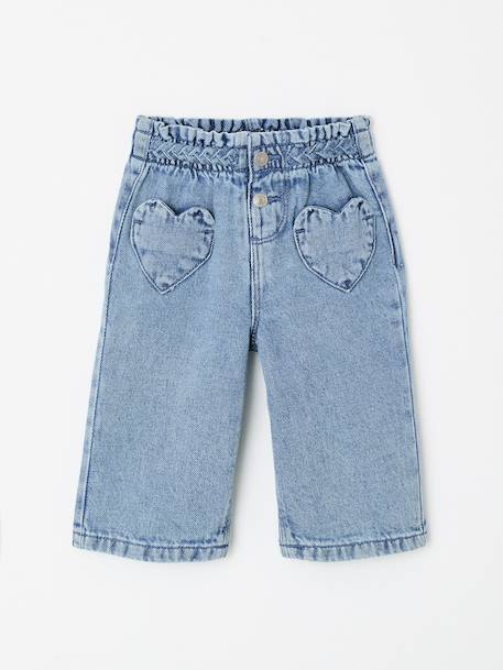 Girl's jeans with heart pockets double stone - vertbaudet enfant 