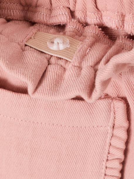 Girl's paperbag shorts in twill rosy - vertbaudet enfant 