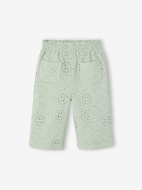 Broderie Anglaise Trousers for Baby Girls aqua green - vertbaudet enfant 