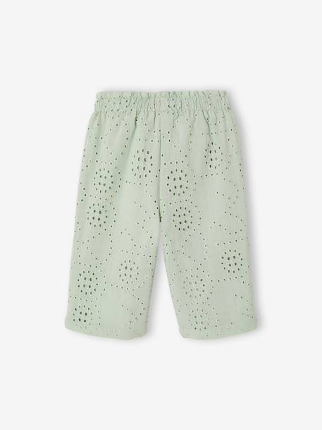 Pantalon bébé fille broderie anglaise vert d'eau - vertbaudet enfant 