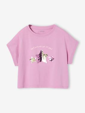 Girls-Tops-T-Shirts-T-Shirt with Sequinned Motif, for Girls 