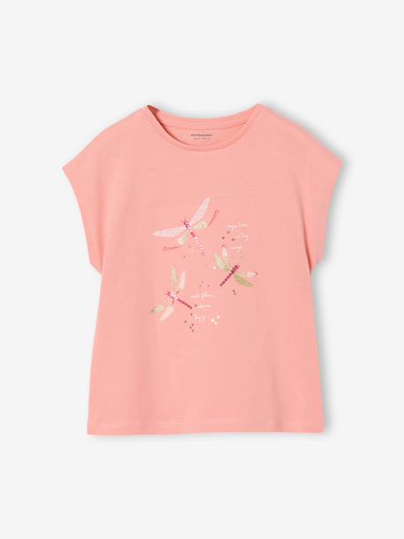 Animal print T-shirt for girls apricot+ecru+grey blue+strawberry - vertbaudet enfant 