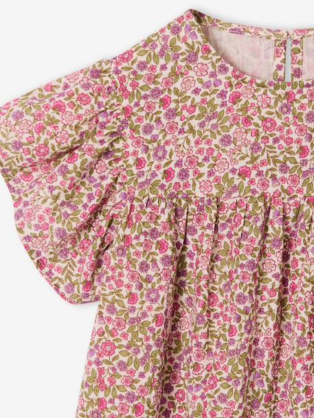 Robe fille en gaze de coton imprimée beige+beige imprimé+rose+rose pâle+vanille - vertbaudet enfant 