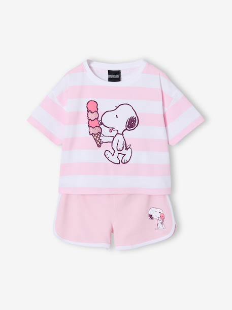 Striped Snoopy Set for Girls striped pink - vertbaudet enfant 