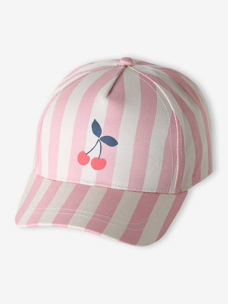 Striped Cotton Cap for Girls rose - vertbaudet enfant 