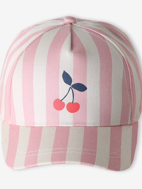 Striped Cotton Cap for Girls rose - vertbaudet enfant 