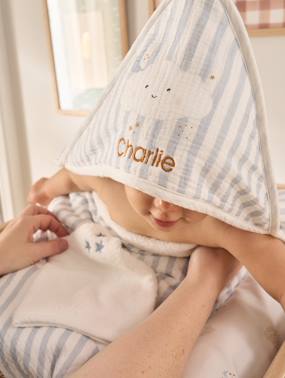 Bedding & Decor-Bathing-Customisable bath cape + wash mitt IN THE CLOUDS 
