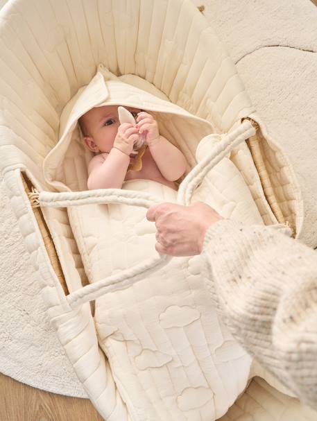 Carrycot Liner in Cotton Gauze grey blue+printed beige+white - vertbaudet enfant 