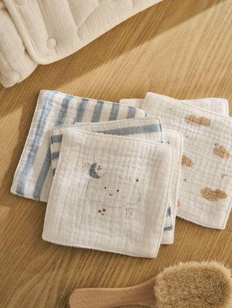 Pack of 6 Washable Wipes printed beige+white - vertbaudet enfant 