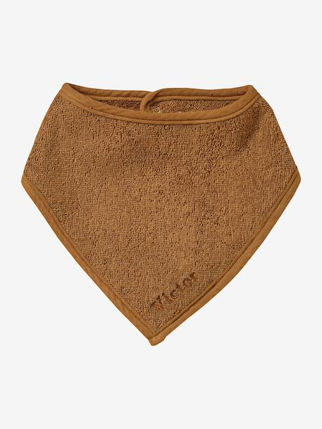 Pack of 3 Bandana-Style Bibs in Terry Cloth & Cotton Gauze BROWN LIGHT SOLID WITH DESIGN - vertbaudet enfant 