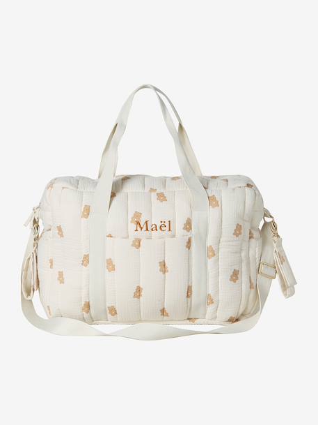 Sac à langer COLINA gaze de coton blanc+écru - vertbaudet enfant 